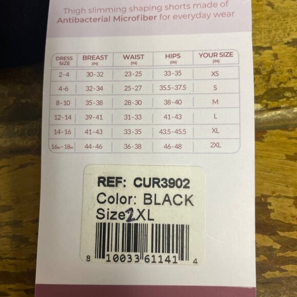 Curveez® Second Skin Thigh Slimmer Shapewear Black Sz 2XL CUR3902 - Picture 6 of 6